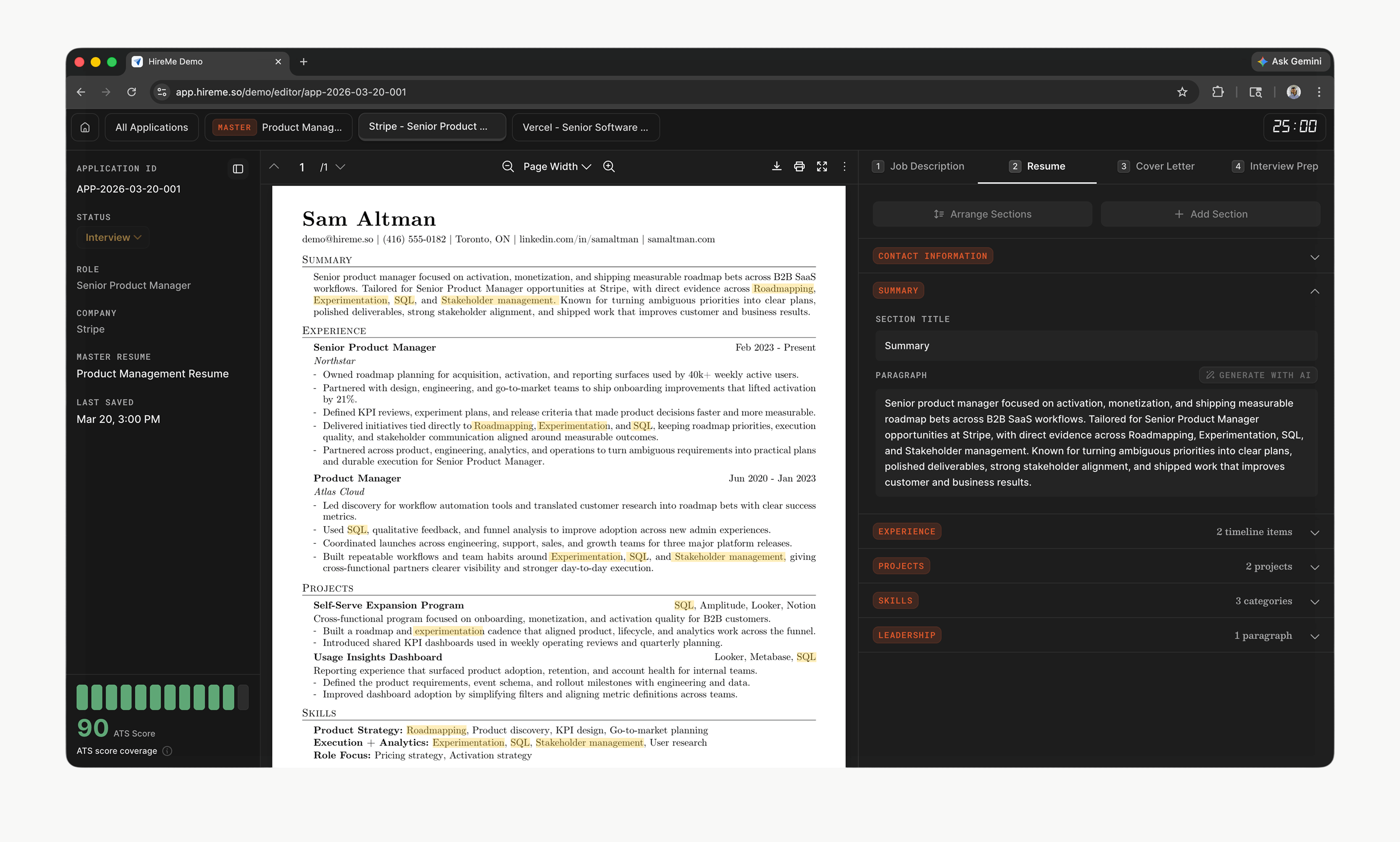 Hireme.so - AI resume builder, application tracking, and interview prep