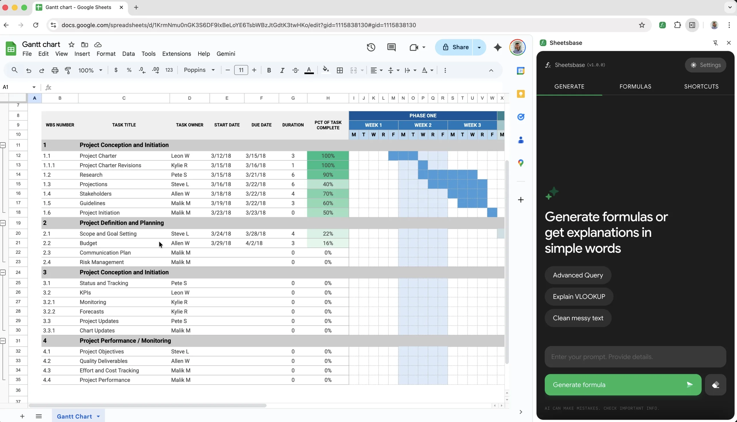 AI Formula Generation - Natural language to spreadsheet formula