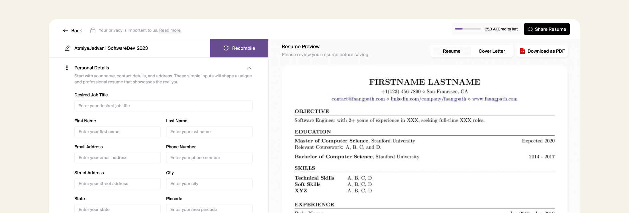 MakeResume.app - Modern resume builder with real-time preview