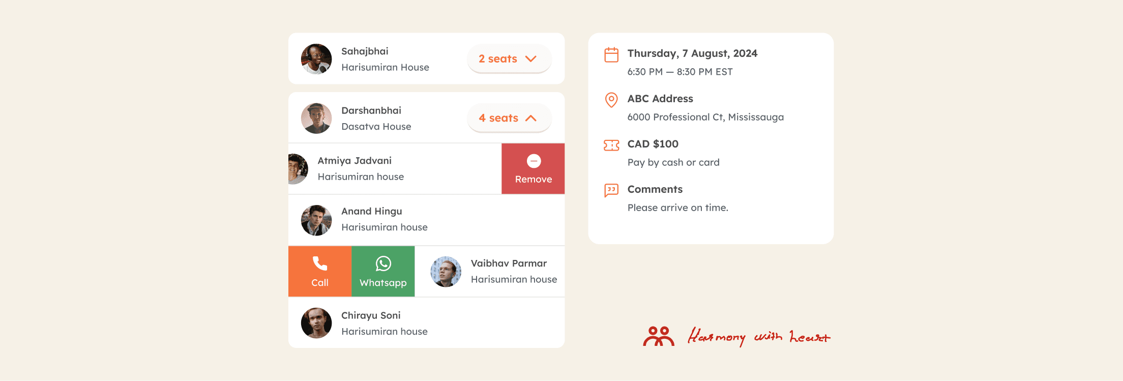 Harmony With Heart - Community event management platform