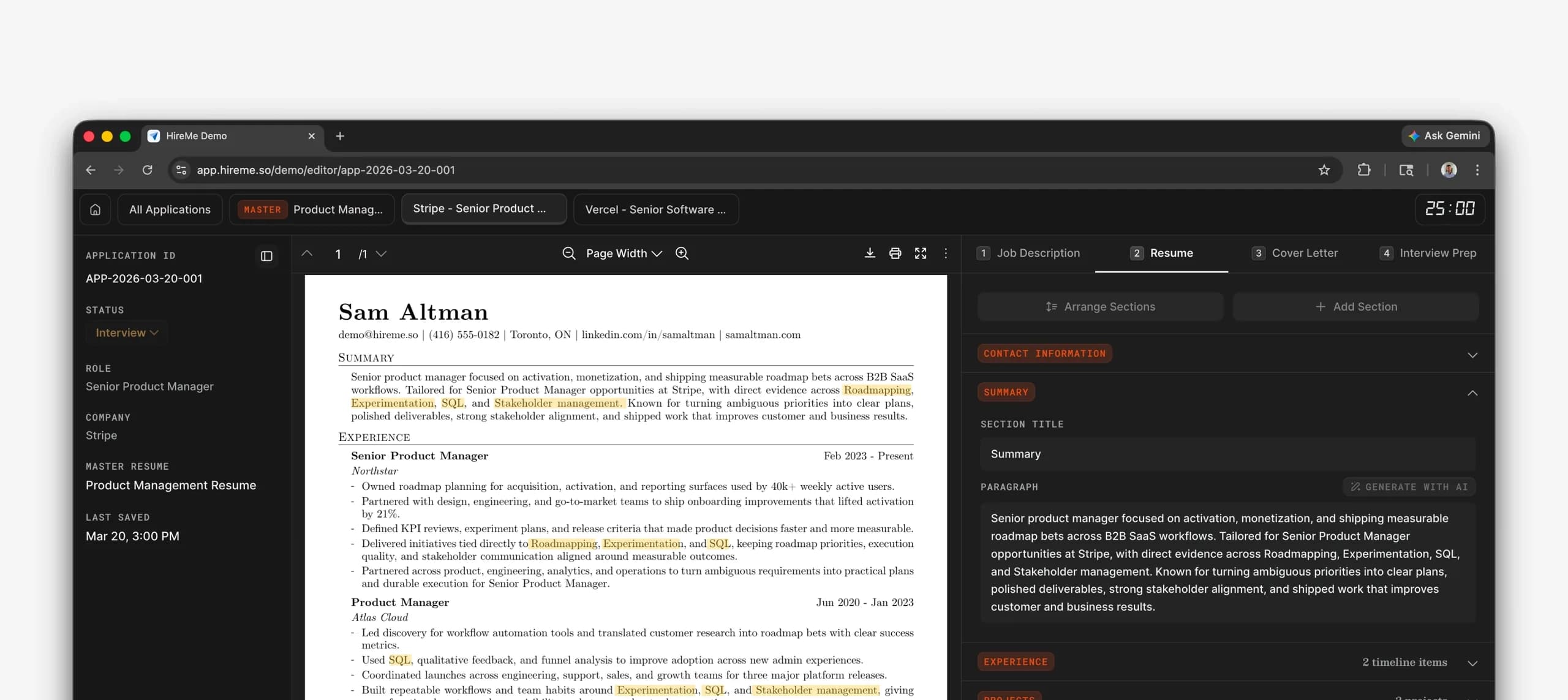 Hireme.so - AI resume builder, application tracking, and interview prep