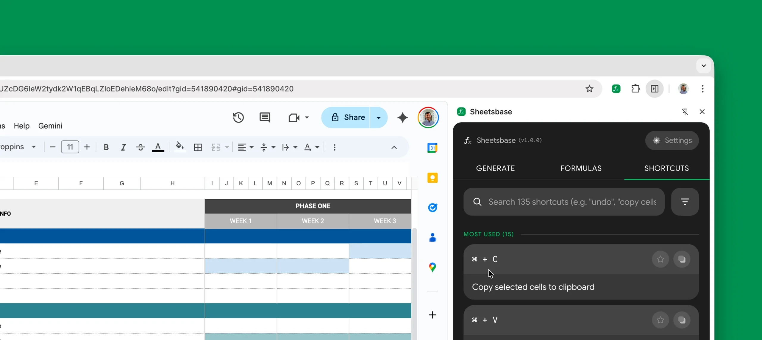 Sheetsbase - AI Formula Generator Chrome Extension UI Design