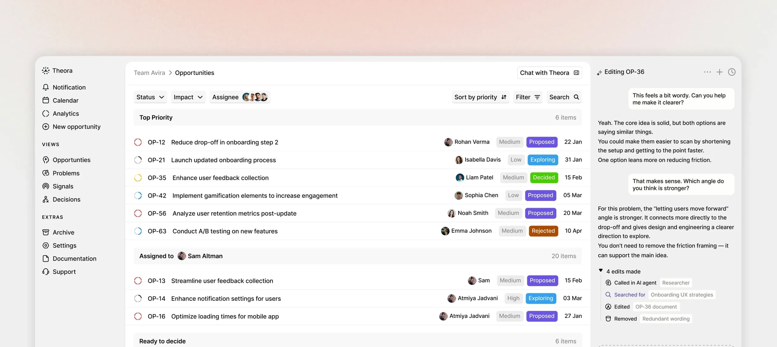 Theora - AI-native workspace for product discovery