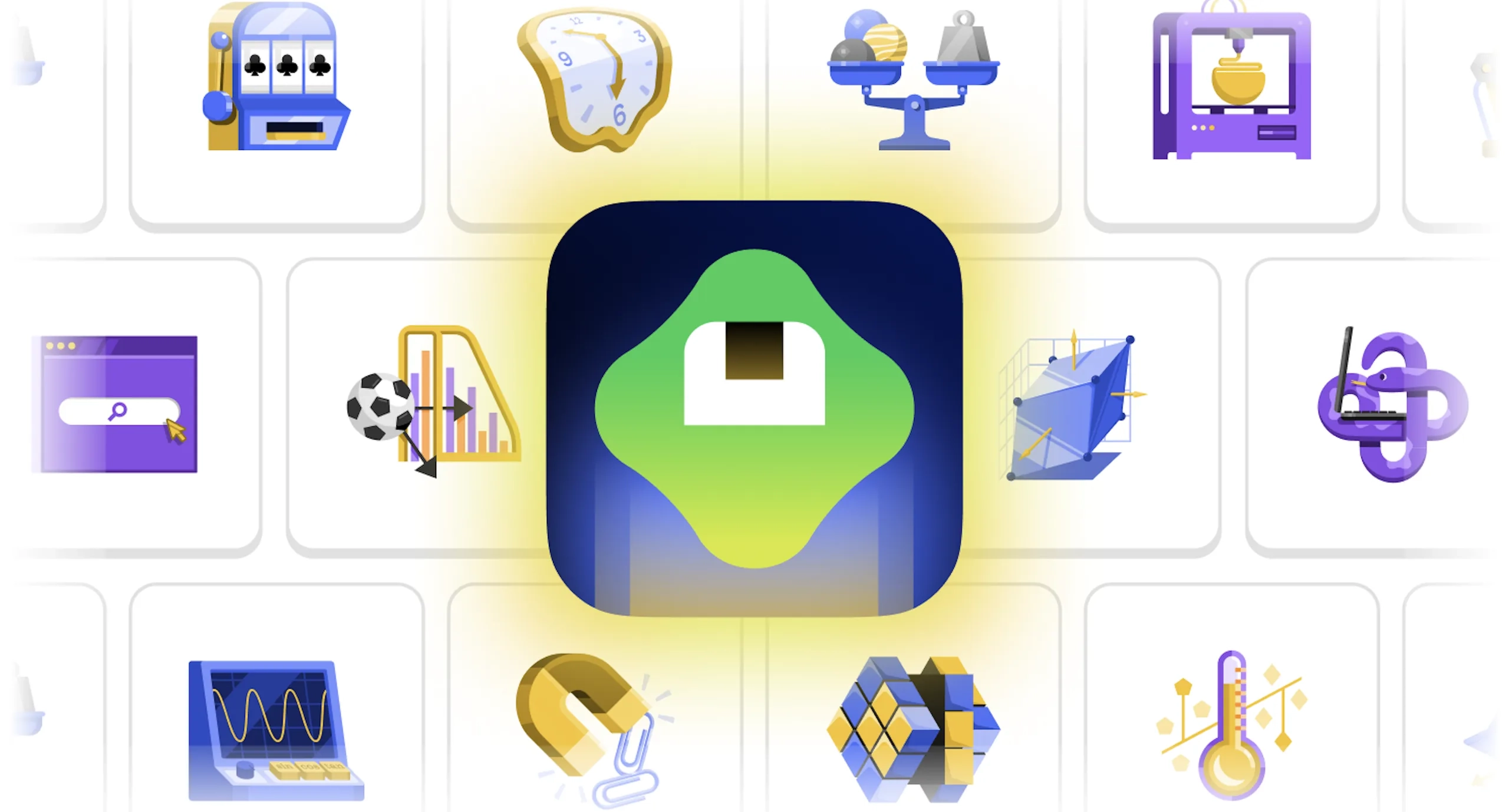 Brilliant concept overview: Koji, the AI learning companion, guiding a learner through a puzzle