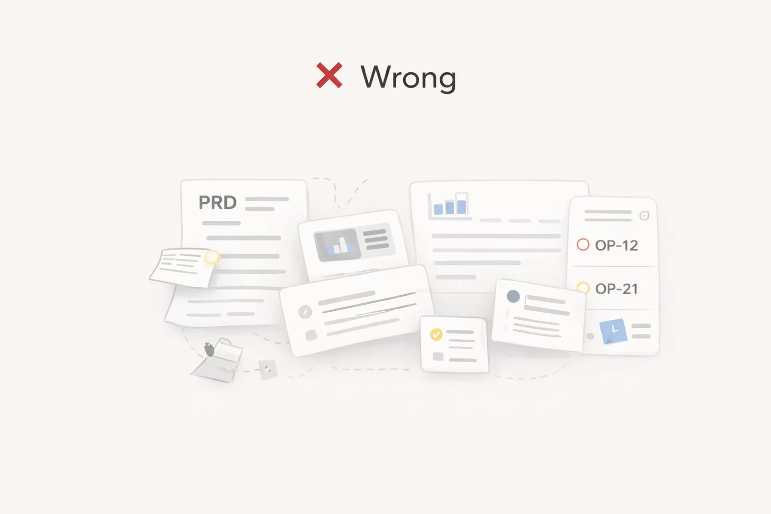 Illustration of product feedback fragmented across many tools