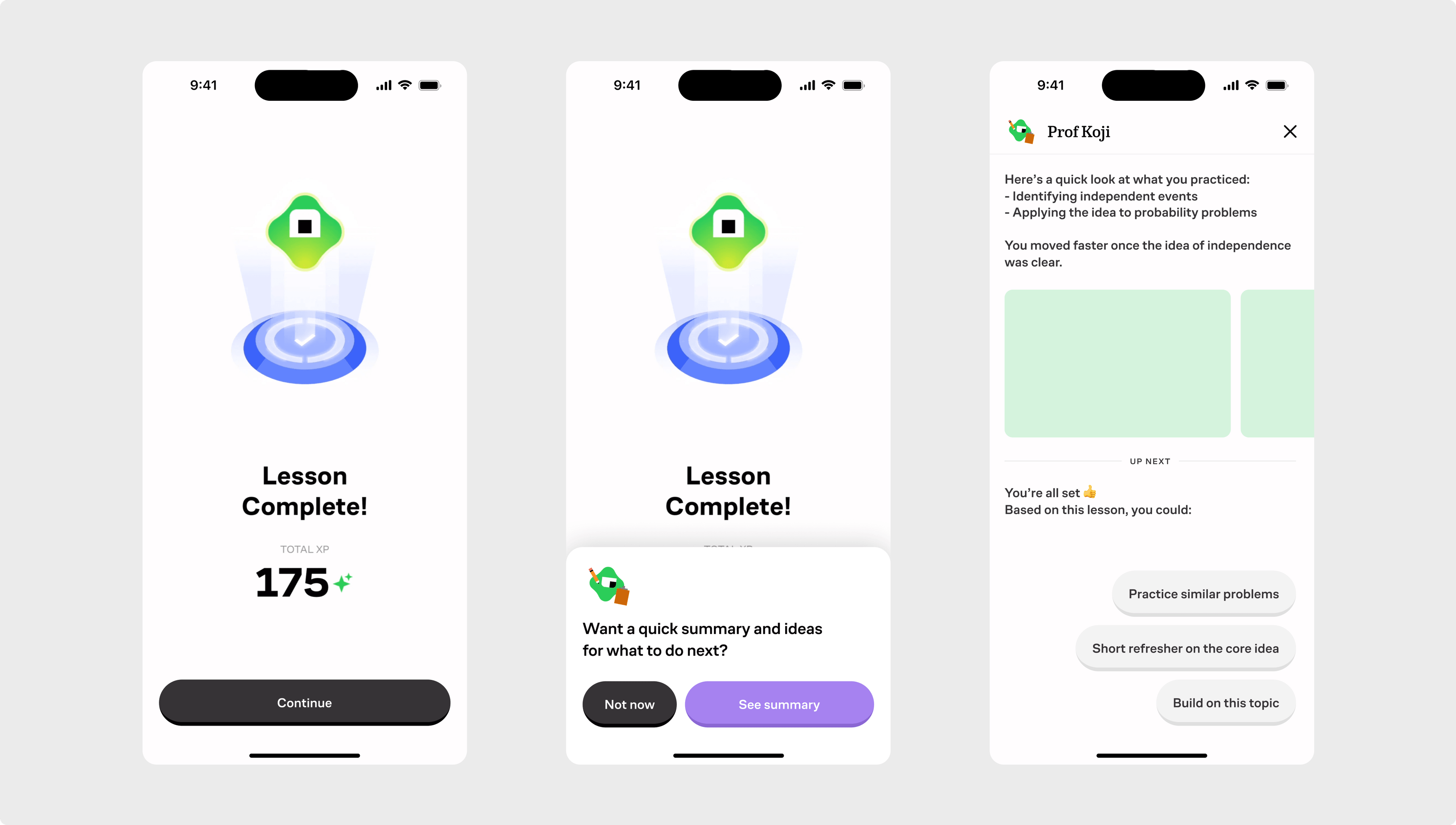 Post-Lesson Summary visualization