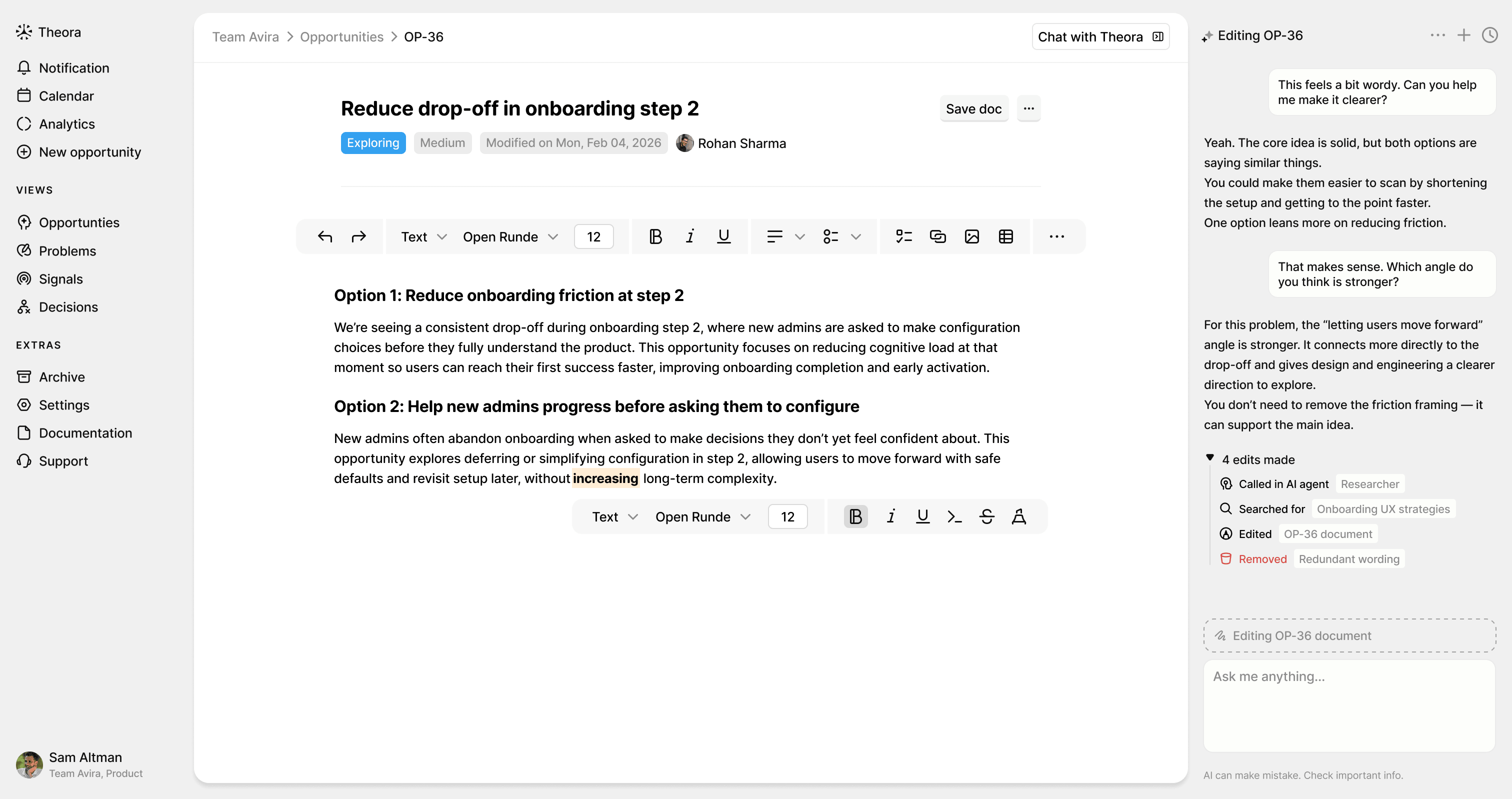 Screen 5: Editor Write Mode - AI-assisted product drafting