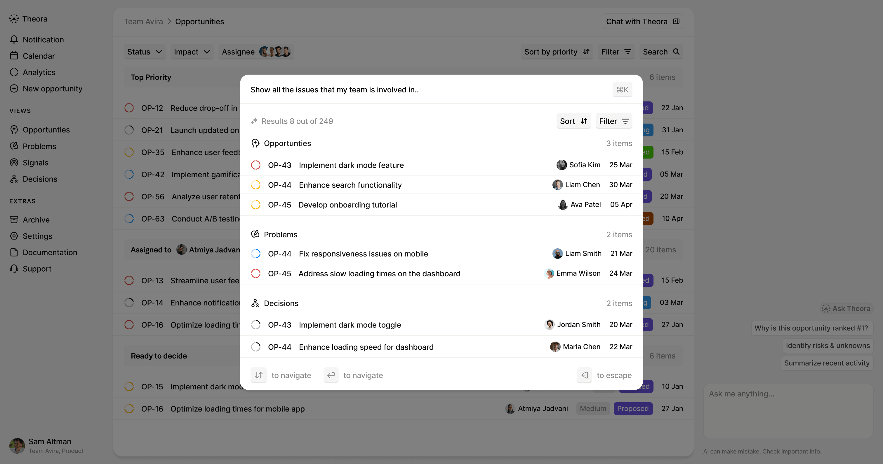 Screen 3: Command Palette - Instant access to all product knowledge