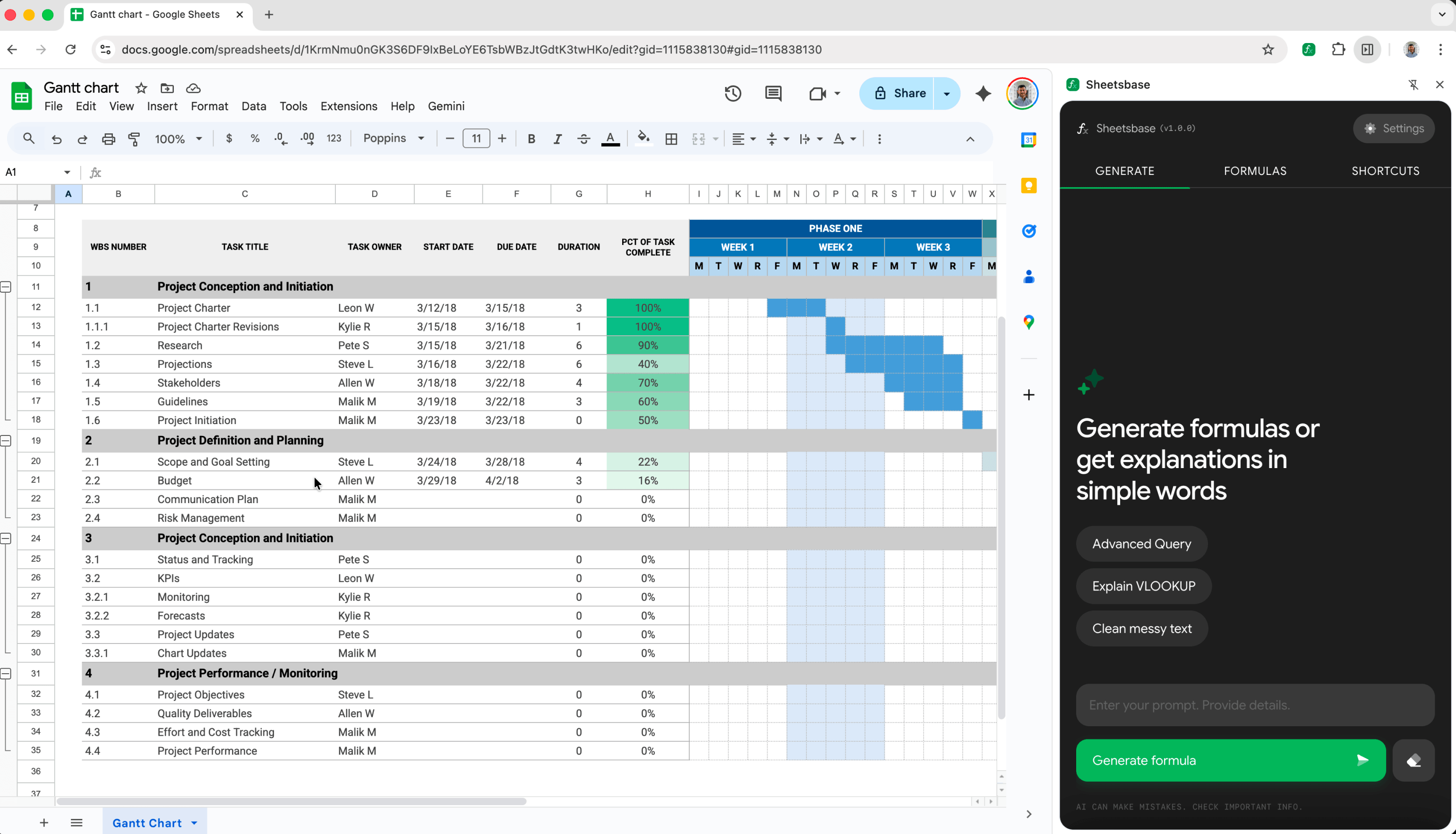 AI Formula Generation - Natural language to spreadsheet formula